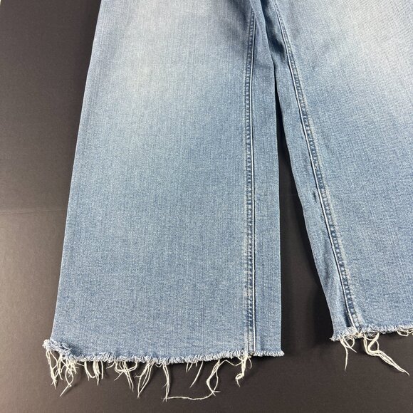 Zara Jean Women 32x27* High Rise Wide Leg Blue Faded Raw Bottom Hem Denim Tag 12 - Picture 6 of 16